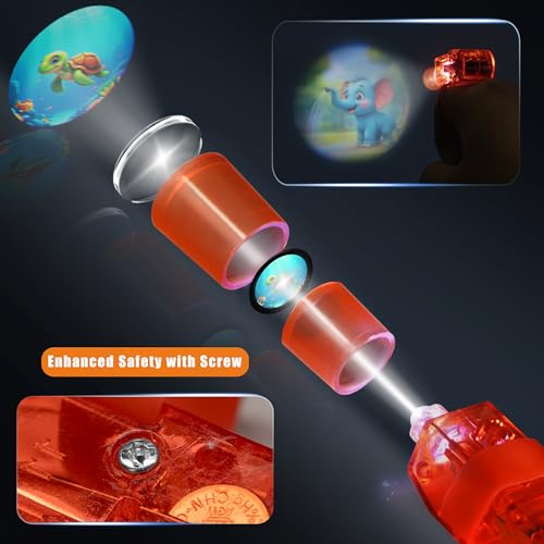 Animal Theme LED Finger Lights Set for Kids Party Favors - 24 Bright Projector Toys