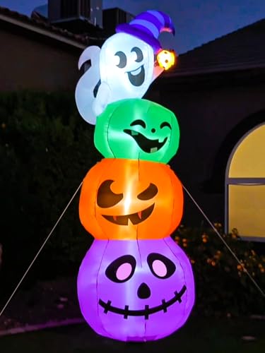 Giant 8.8FT Halloween Inflatable Ghosts and Pumpkins Yard Decor with Lights