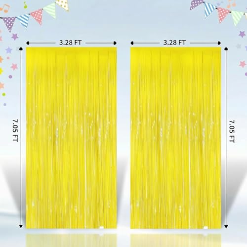 Pastel Yellow Foil Fringe Curtains 2 Pack for Birthday & Party Decorations