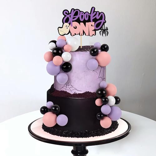 Purple Halloween Ghost & Ball Cake Topper Set - Spooky Party Decor
