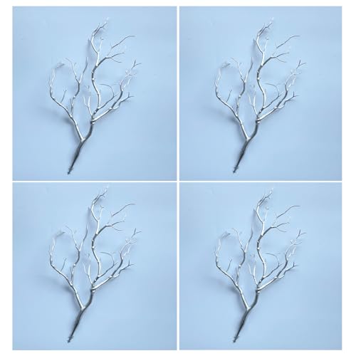 Artificial Coral Branches Decor - Silver 4 Pieces - Rustic Wall Art