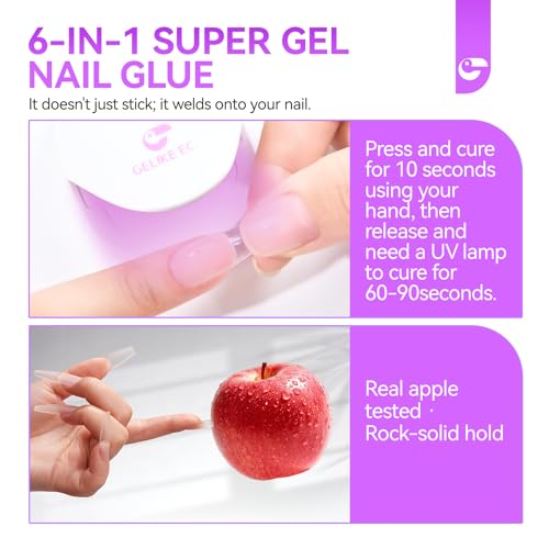UV Nail Glue Gel 32ML - Strong Press-On & Extension Adhesive, 2pcs 16ML Set