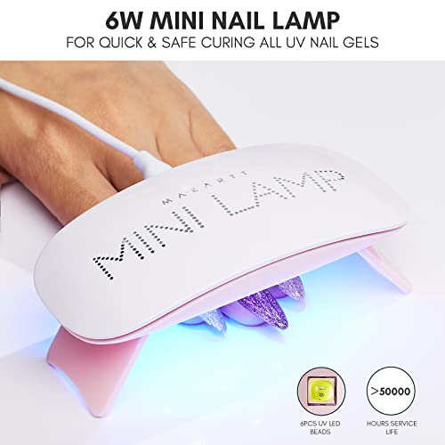 Mini UV LED Nail Lamp for Gel Nails - Pink, 6W, Fast Curing, Foldable & Portable