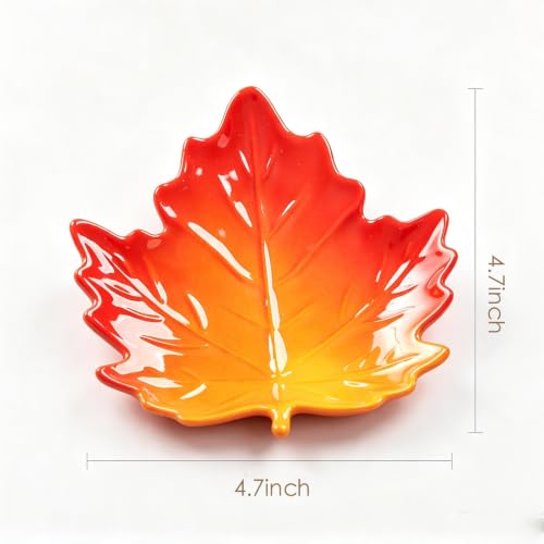 Autumn Maple Leaf Ceramic Trinket Tray - Fall Decor Jewelry Dish - Marple Leaf