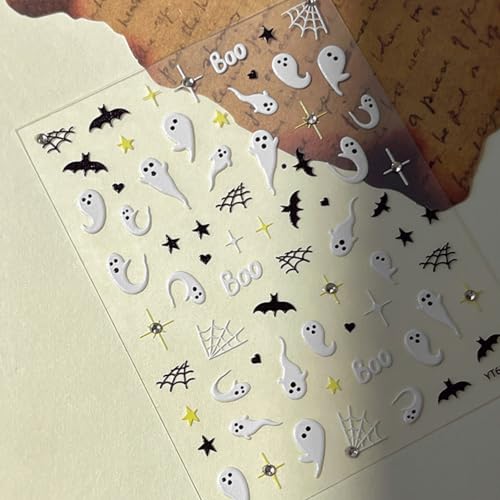 Halloween Ghost Nail Stickers Set - Diamonds Stars Ghost Variation