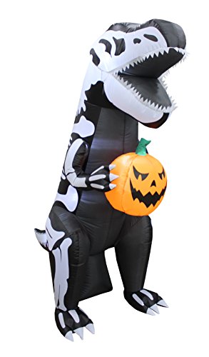 6 Ft Tall Inflatable Skeleton Dinosaur T-Rex Halloween Decoration with Pumpkin Lights