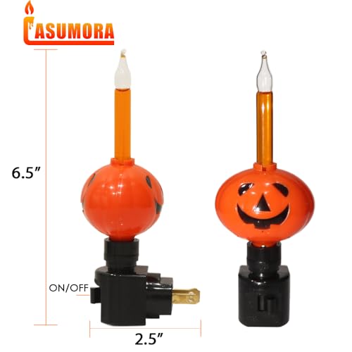 Halloween Pumpkin Bubble Night Light - 2 Pack, Spooky Decor with Glitter & Bubbles