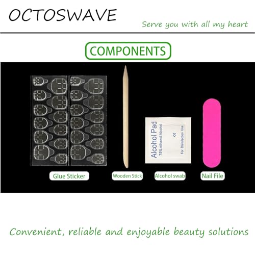 Pink Long Square Press-On Nails with Leopard & 3D Black Bow - DIY Nail Kit