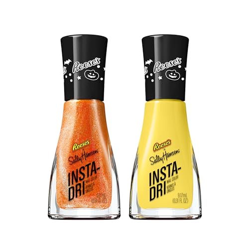 Quick Dry Nail Polish Duo - Shimmery Burnt Orange & Bright Yellow, 2-Piece Set