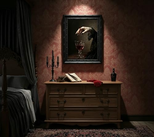 Clawed Hand Wall Art - Gothic Framed Canvas Poster for Dark Academia & Halloween 11x9in