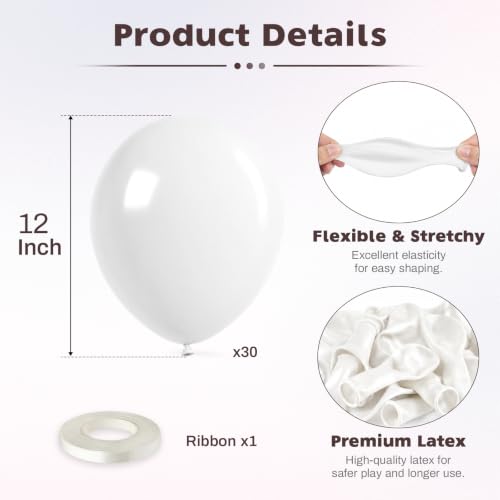 White Balloons - 12 Inch Latex Wedding Party Balloons - White-1