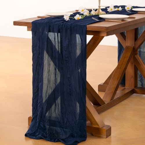 Navy Cheesecloth Table Runner 10ft Fall Boho Wedding Party Decor