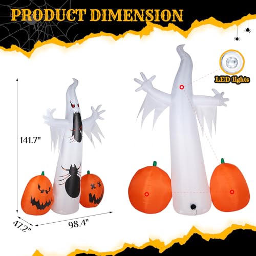 11.8FT Halloween Inflatable Ghost Spider Pumpkin Decoration - Giant Outdoor Decor
