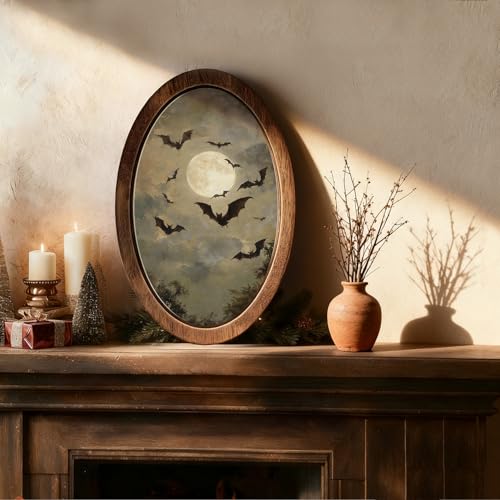 Dark Academia Gothic Bat Moon Framed Wall Art - Variation: Bat Moon