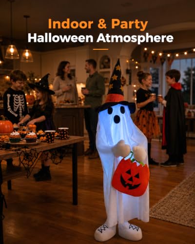 Light Up Ghost Halloween Yard Decor with RGB Color Changing Lights - 37 Inches