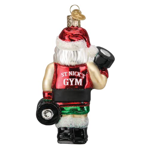 Christmas Ornament Bodybuilder Santa Glass Blown Holiday Decor
