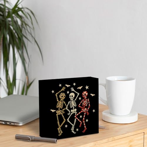 Halloween Skeleton Wooden Sign - Spooky Desk Decor for Home & Office