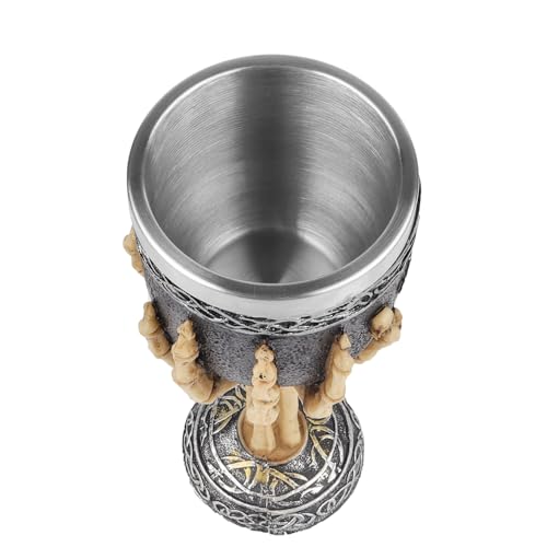 Skeleton Chalice Wine Goblet - Stainless Steel Skull Drinkware with Fingers Variation