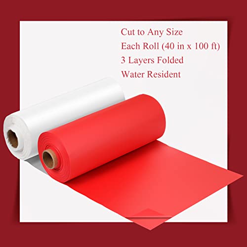 Moukeren Circus Carnival Table Cover Backdrop - 10 Rolls, White & Red