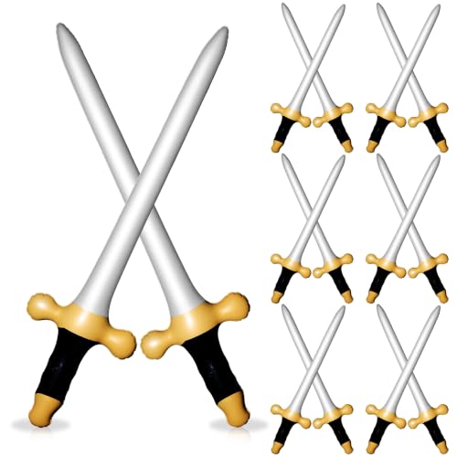 24PCS Inflatable Pirate Swords Set for Party, Cosplay & Halloween - Black & Gold, Variation 24