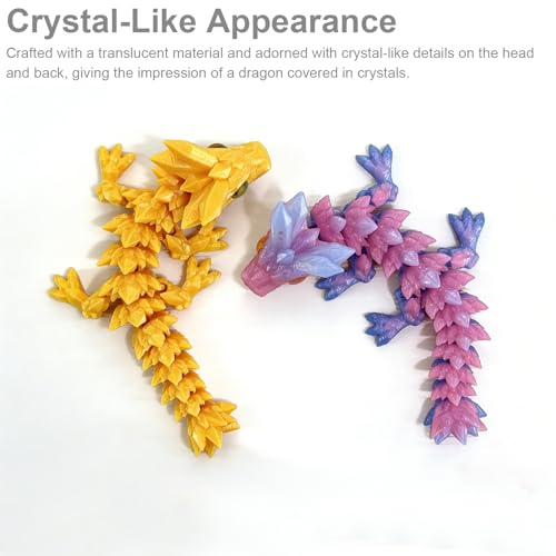 Crystal Dragon Wyrmling Refrigerator Magnet Set - Articulated Crystal-Like Decor, 2 Pack