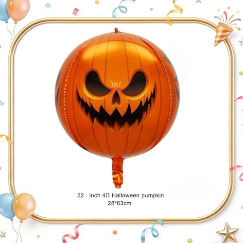 Halloween Pumpkin Foil Balloons Set - 2pcs 22 Inch Jack-O-Lantern Spherical Decorations