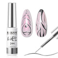Metallic Silver Nail Art Gel Liner with Thin Brush - Mirror Chrome Effect 8ml