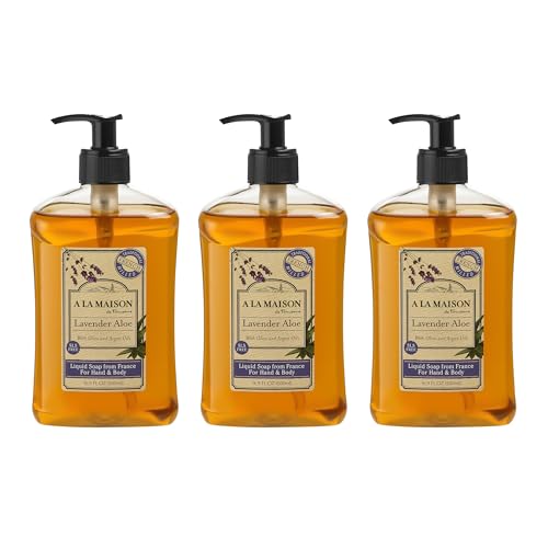 Lavender Aloe Liquid Hand Soap - French Made, 16.9 oz, 3 Pack