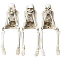 Halloween Skeleton Decor 3-Piece Resin Skeleton Figurines Set - See No Evil, Hear No Evil, Speak No Evil Variation