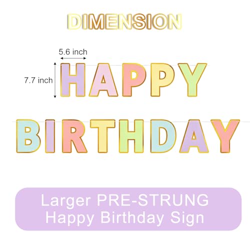 Macaron Happy Birthday Banner - Large Rainbow Alphabet Bunting, Pre-Strung