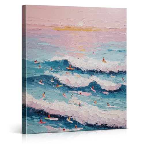 Ocean Wave Canvas Wall Art - Surf Design, 8x10 Inches, Coastal Beach Decor - Surf-02