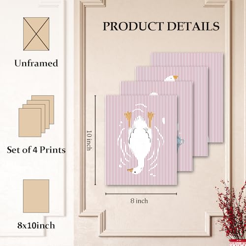 Kids Bathroom Wall Art Prints - Silly Goose Nursery Decor, Unframed 8x10 Set