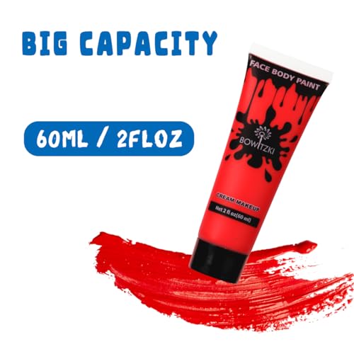 Bowitzki Face and Body Paint 2oz Cream Makeup - Water Based, Red - Special Effects Halloween & Stage Cosmetic