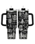 CreepyBlack2 40 oz Insulated Halloween Horror Characters Tumbler with Handle