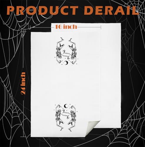 Funny Skeleton Kitchen & Bath Towels - White Halloween Decorative Hand Towels 16x24 Inches