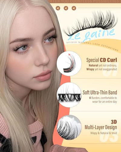 D Kit Spider Lashes Clusters Set Natural Wispy Eyelash Extensions with Bond & Seal