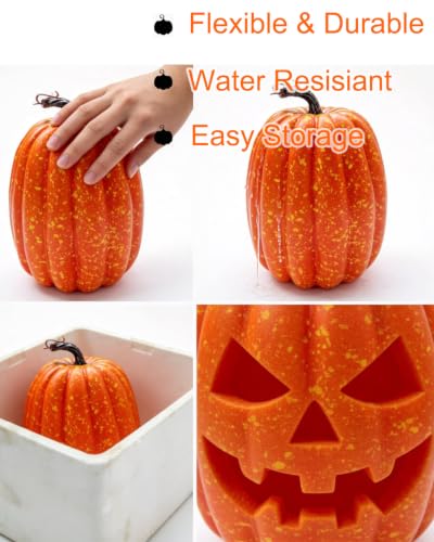 Classic Orange Foam Pumpkins Set - 8 Inch Artificial Fall Decor, 2 Pack