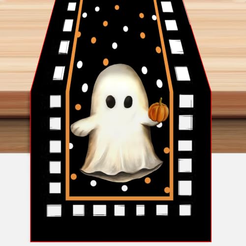 Halloween Ghost Table Runner 13x72 Inch - Funny Cute Holiday Decor