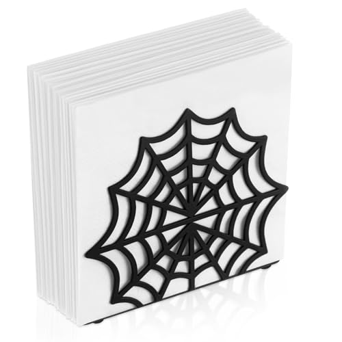 Gothic Cobweb Metal Napkin Holder - Table Tissue Dispenser, Black & Decorative