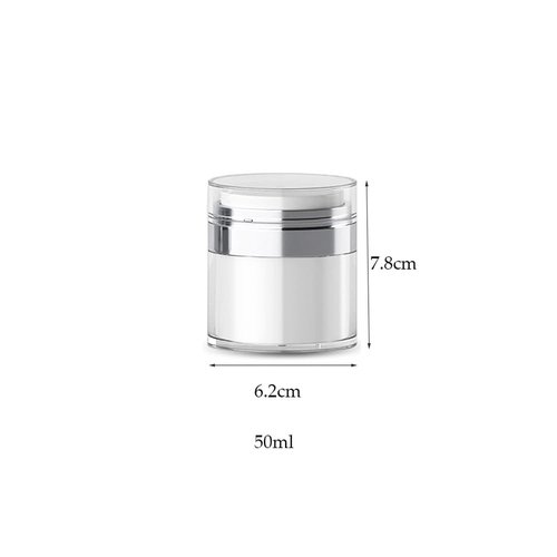 2Pack 1.7oz Airless Pump Jars Moisturizer Dispenser Vacuum Bottle Jar with Push Down Pump Dispenser Refillable Travel Lotion Container for Skincare, Cream, Skincare