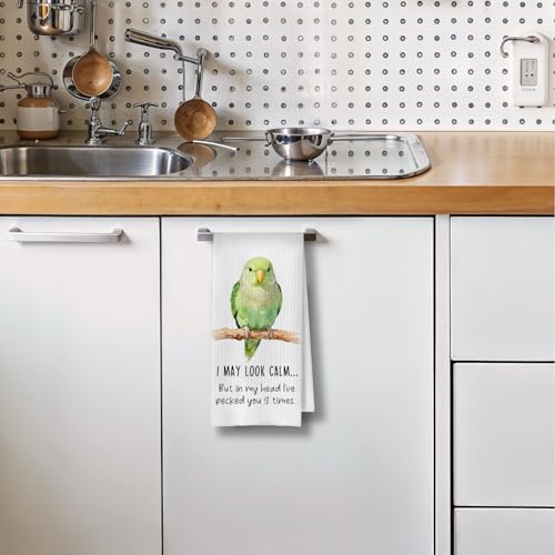 Parrot Kitchen Towels - Bird Lover Decorative Waffle Dish Towels - Parrot-01