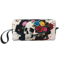 Bold Skull & Roses Makeup Bag - Small Compact Travel Organizer