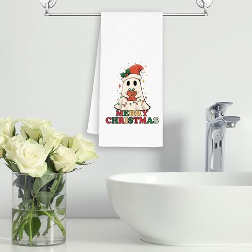 Christmas Ghost Kitchen Towels - Cute Holiday Hand Dish Towel for Bathroom & Decor