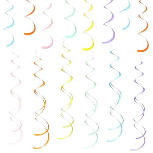 Black 30Pcs Colorful Ceiling Swirl Foil Party Decorations Hanging Streamers