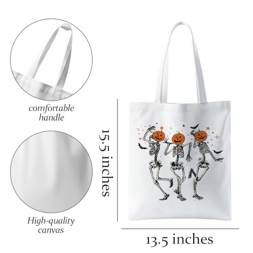 Halloween Tote Bag Threeskeleton Ghost Canvas Reusable Candy Bag - Kids Gift