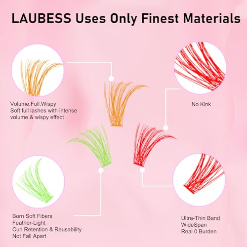 Colored Lash Clusters - Wispy Rainbow Eyelash Extensions 13/15mm - 40D-D-Mix13/15