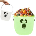 Glow in the Dark Halloween Candy Bucket with Handle, Ghost Face Pumpkin Basket, 7.8 Inches