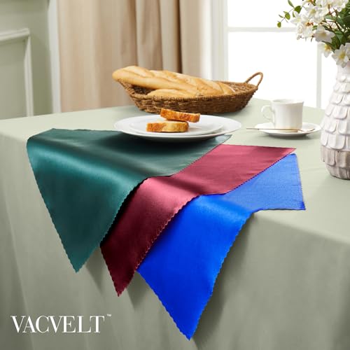 Set of 100 Burgundy Satin Scalloped Napkins 17x17 Inches for Wedding & Party