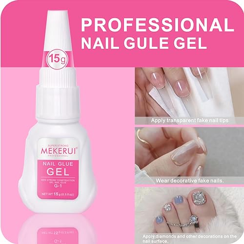 MEKERUI Nail Glue for Press-On Nails - Fast-Drying, Long-Lasting, Waterproof, 1 / Nail Glue