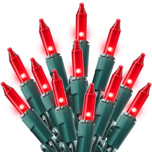 Red Christmas String Lights Outdoor 42.8FT 200 Incandescent Bulbs - Green Wire - Variation of THIS listing